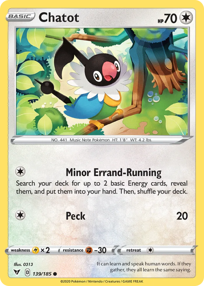 Chatot #139 Vivid Voltage Pokemon card