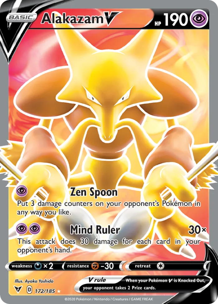 Alakazam V #172 Vivid Voltage Pokemon card