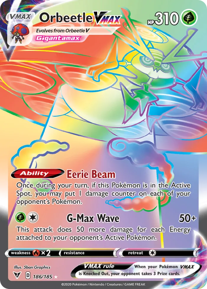 Orbeetle VMAX #186 Vivid Voltage Pokemon card