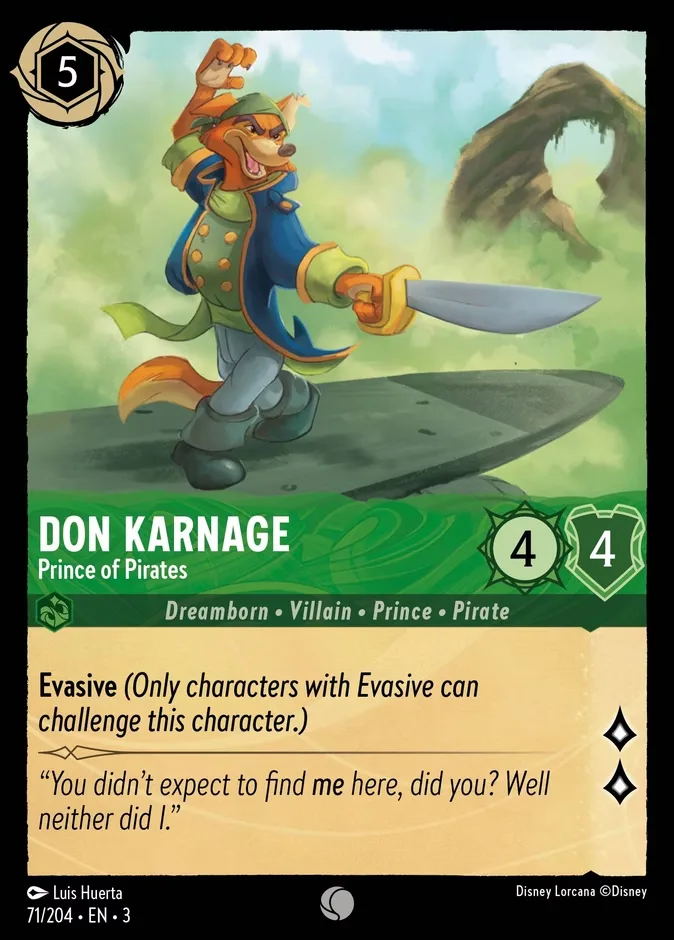 Don Karnage #71 Into the Inklands Disney Lorcana card