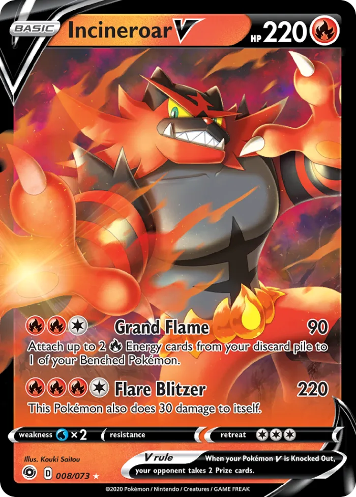 Incineroar V #8 Champion's Path Pokemon card