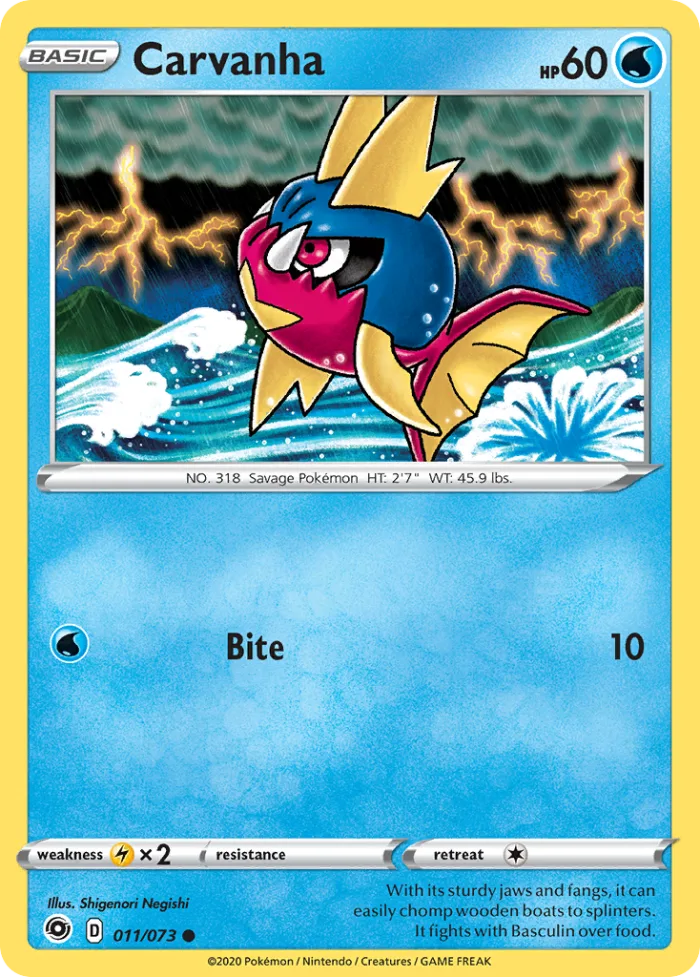 Carvanha #11 Champion's Path Pokemon card