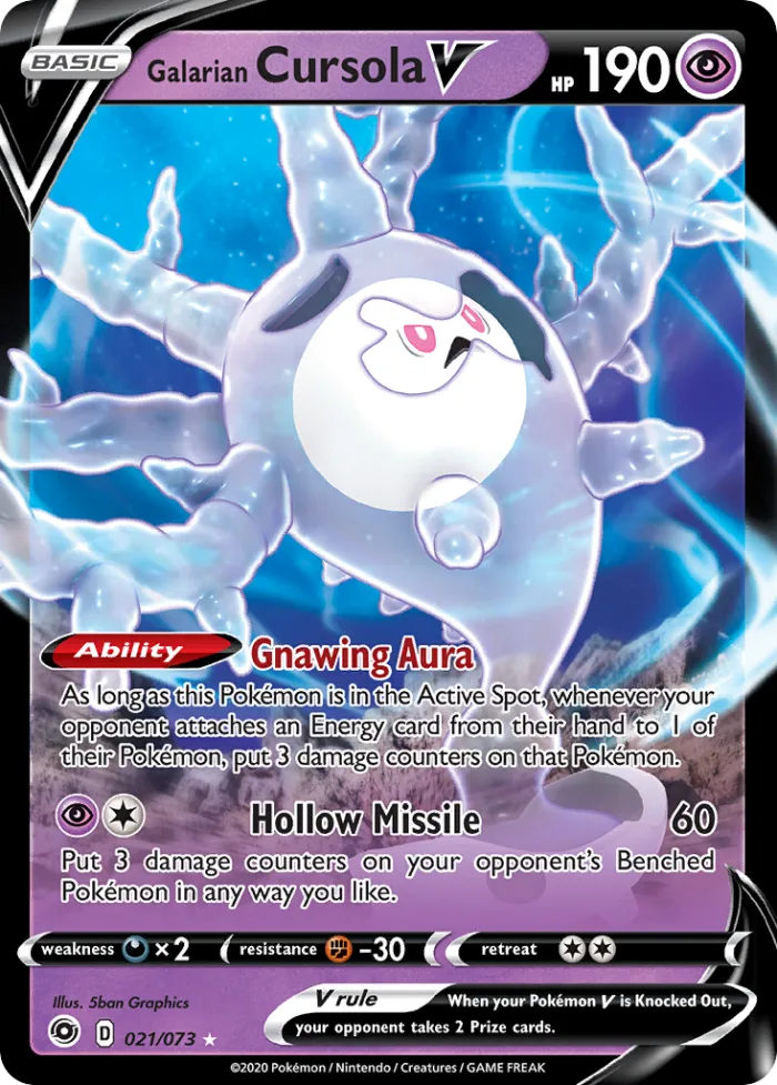 Galarian Cursola V #21 Champion's Path Pokemon card