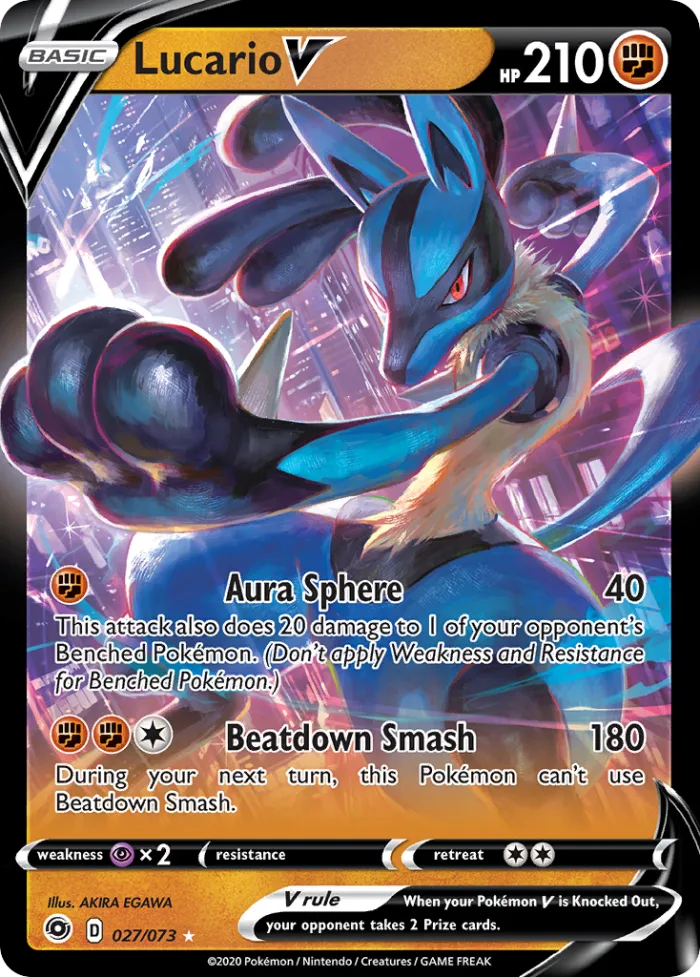 Lucario V #27 Champion's Path Pokemon card