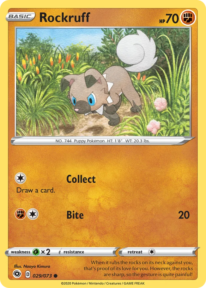 Rockruff #29 Champion's Path Pokemon card