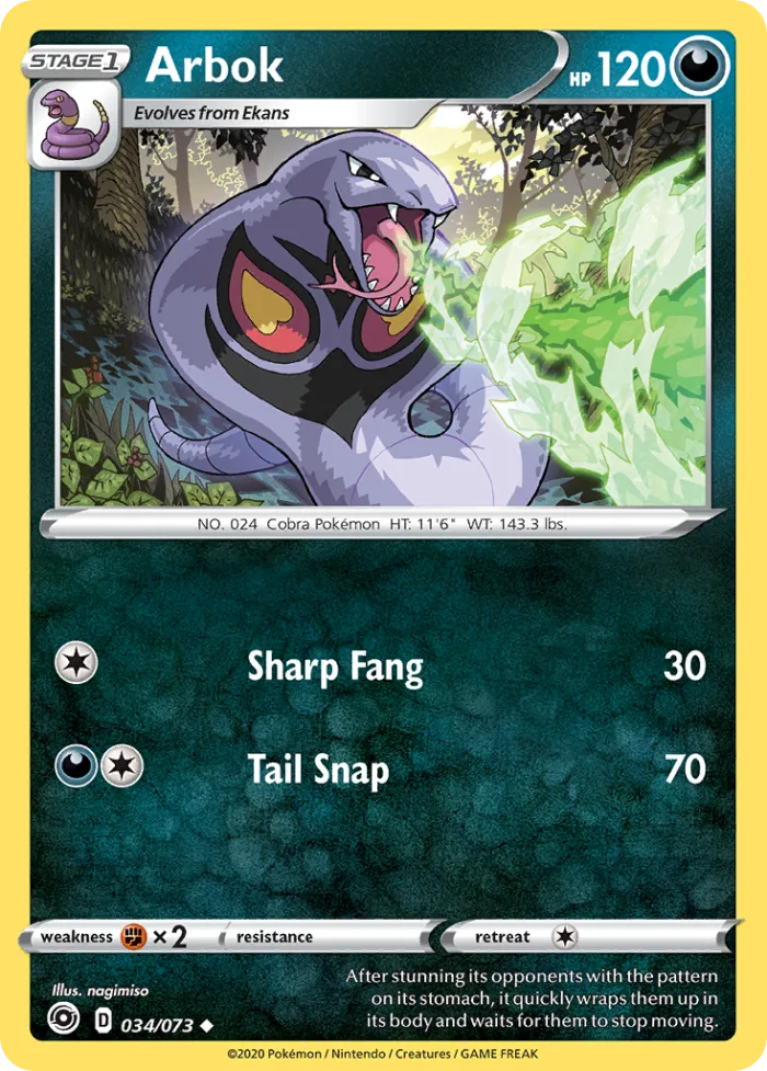 Arbok #34 Champion's Path Pokemon card