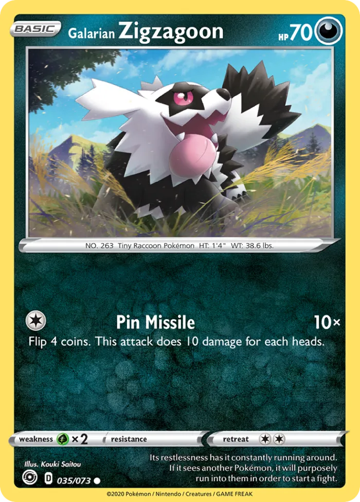 Galarian Zigzagoon #35 Champion's Path Pokemon card