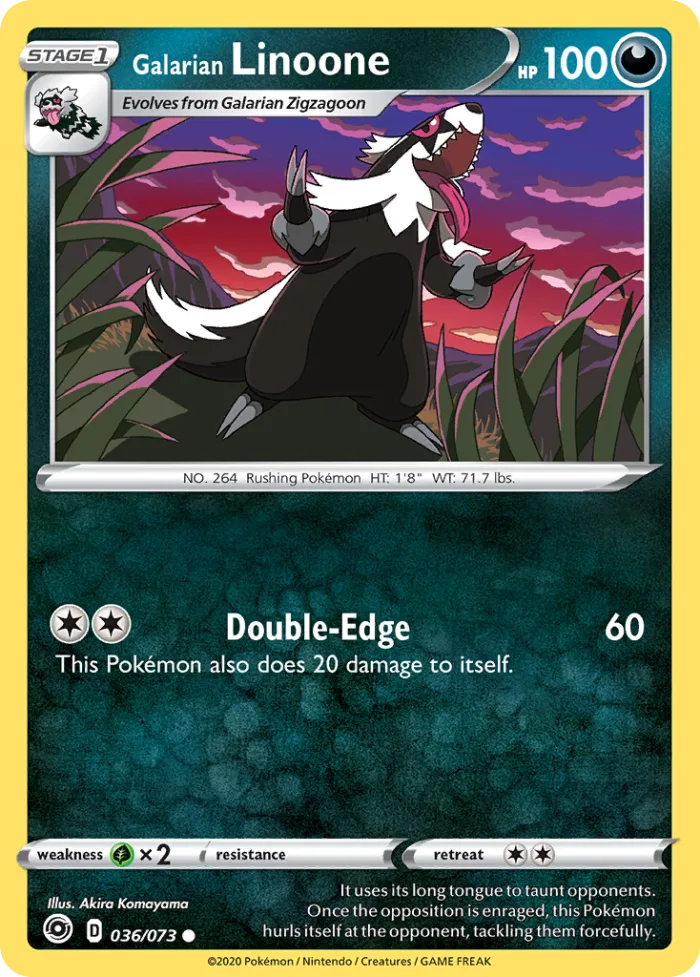 Galarian Linoone #36 Champion's Path Pokemon card