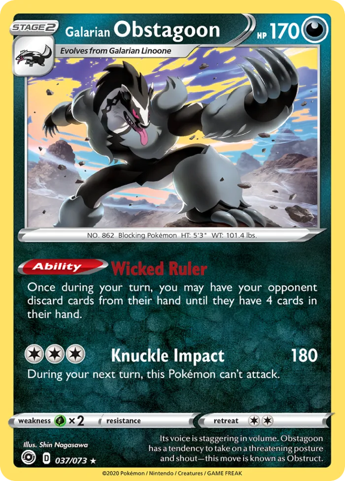 Galarian Obstagoon #37 Champion's Path Pokemon card
