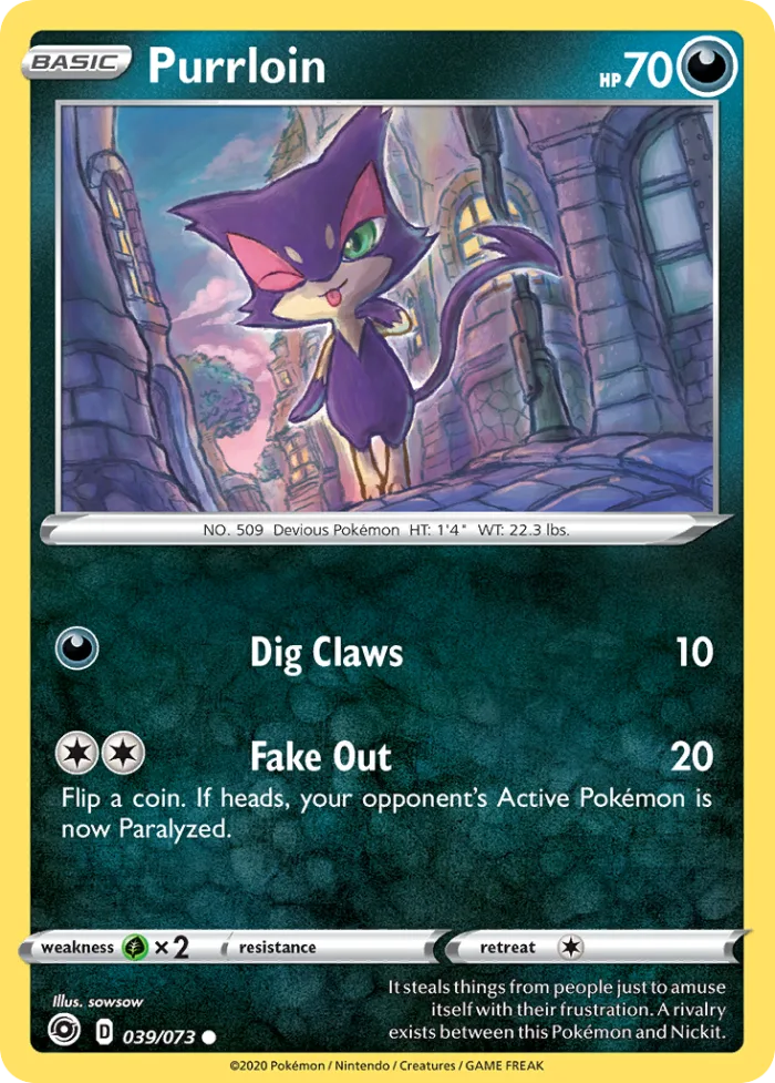 Purrloin #39 Champion's Path Pokemon card