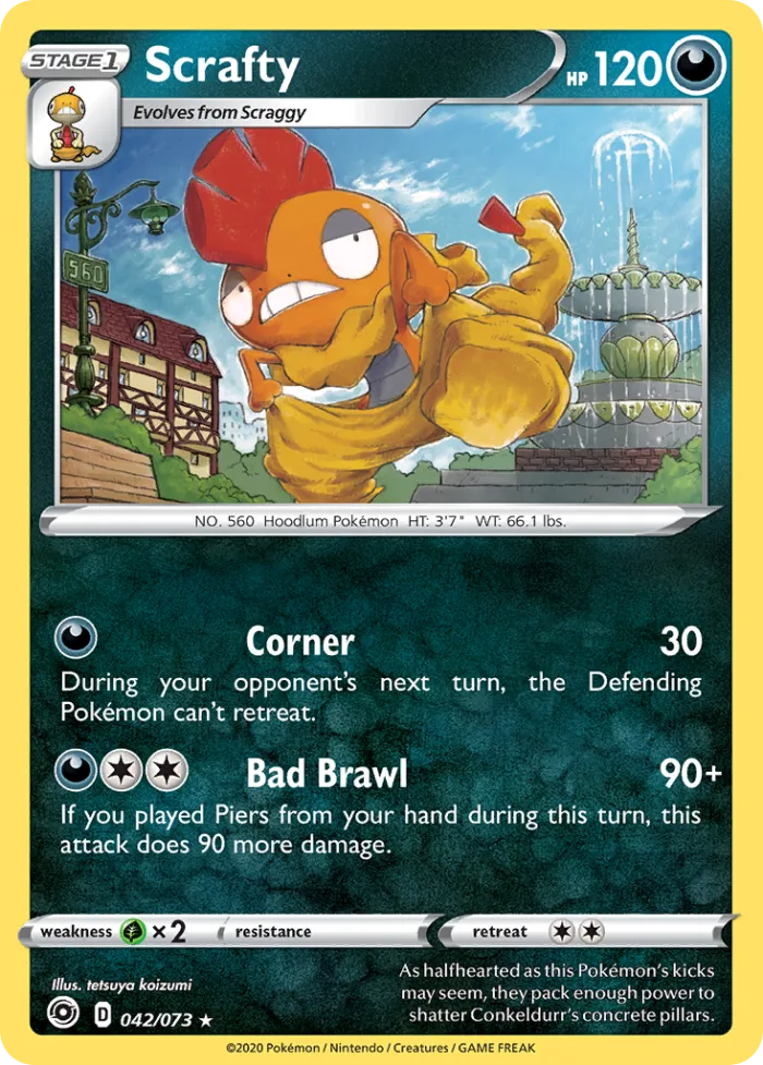 Scrafty #42 Champion's Path Pokemon card