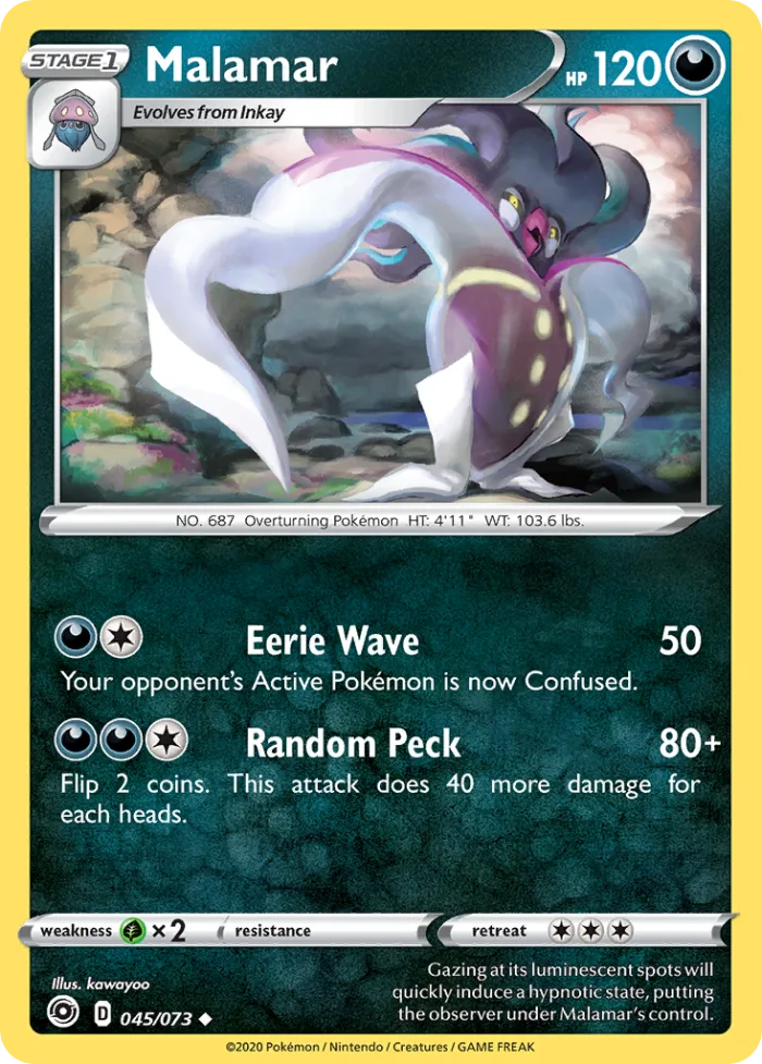 Malamar #45 Champion's Path Pokemon card