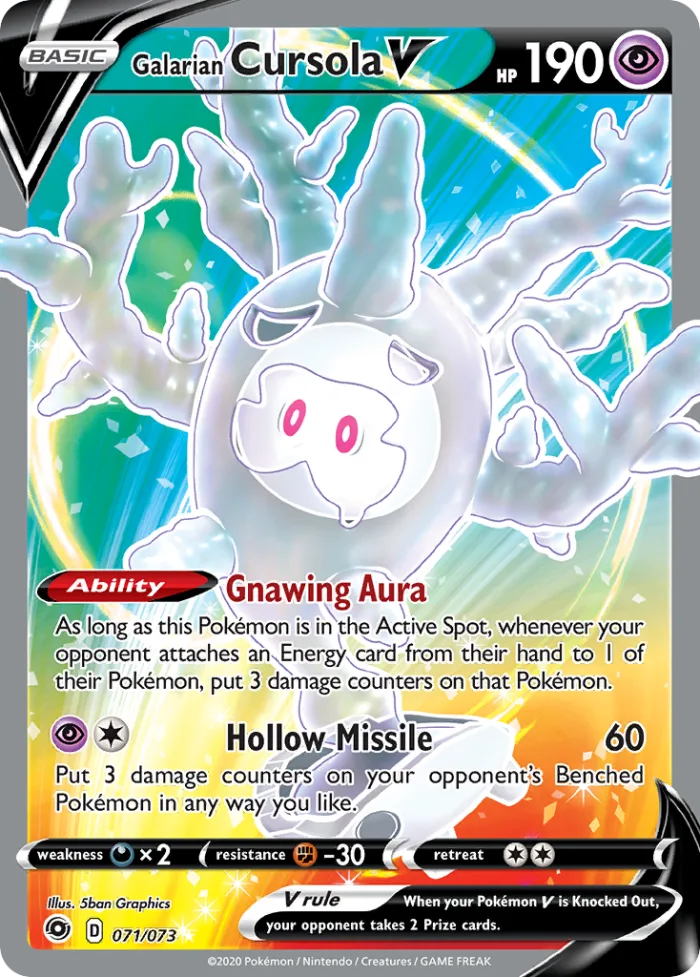 Galarian Cursola V #71 Champion's Path Pokemon card