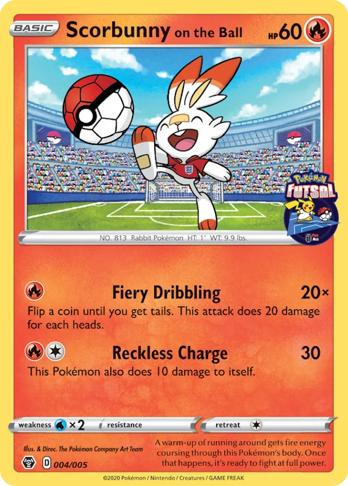 Scorbunny on the Ball #4 Pokémon Futsal Collection Pokemon card