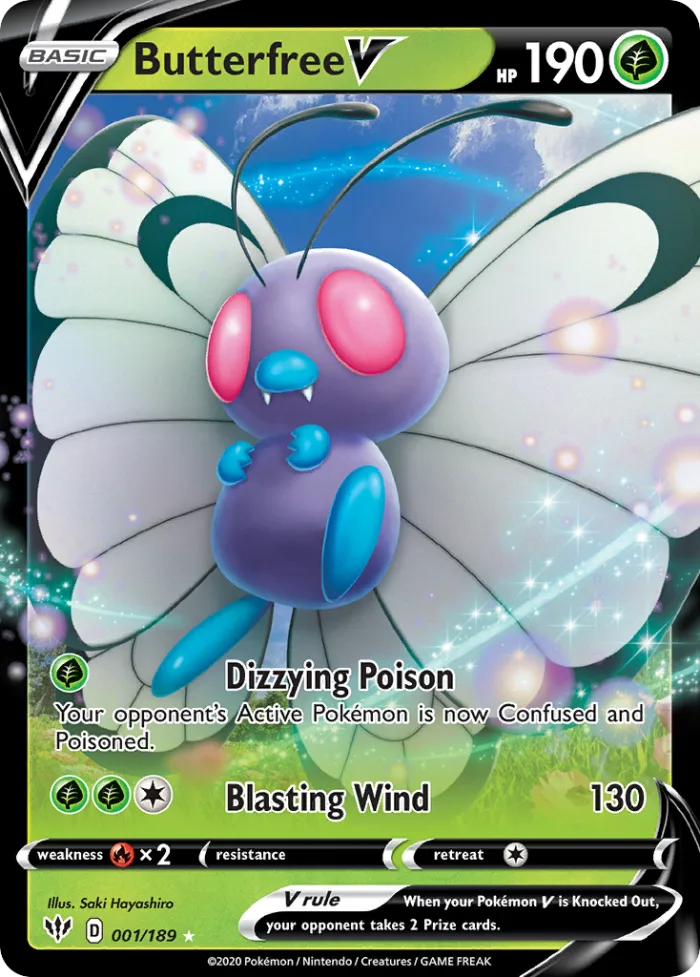 Butterfree V #1 Darkness Ablaze Pokemon card