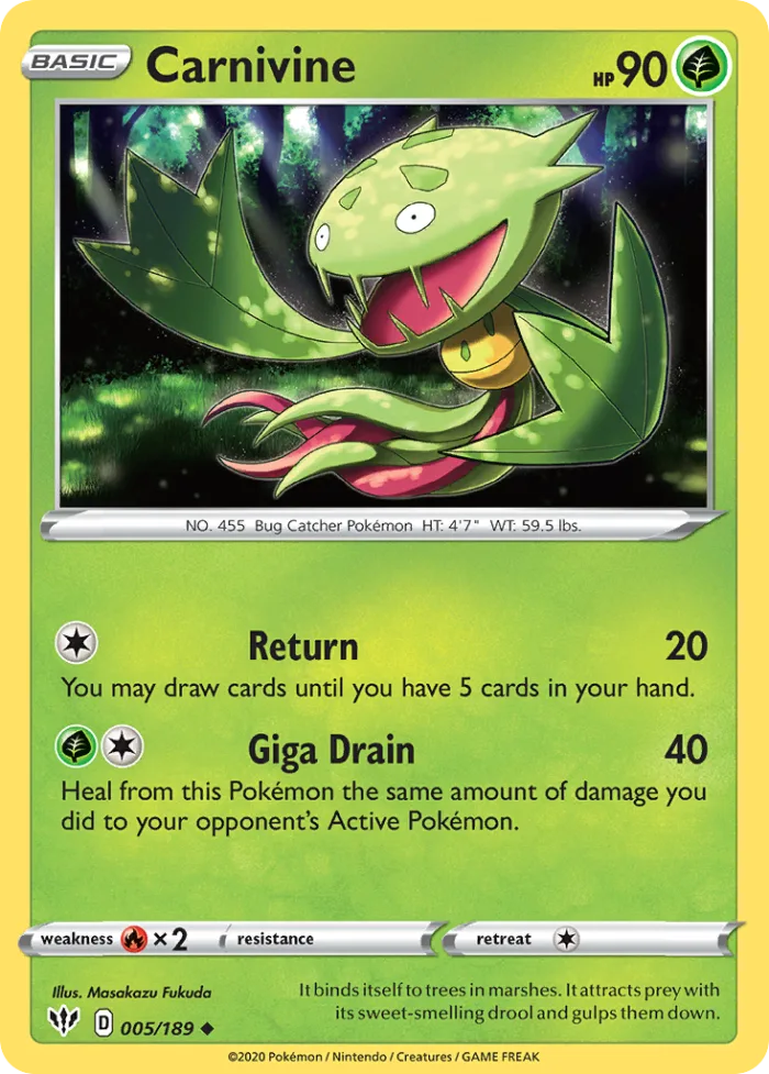 Carnivine #5 Darkness Ablaze Pokemon card