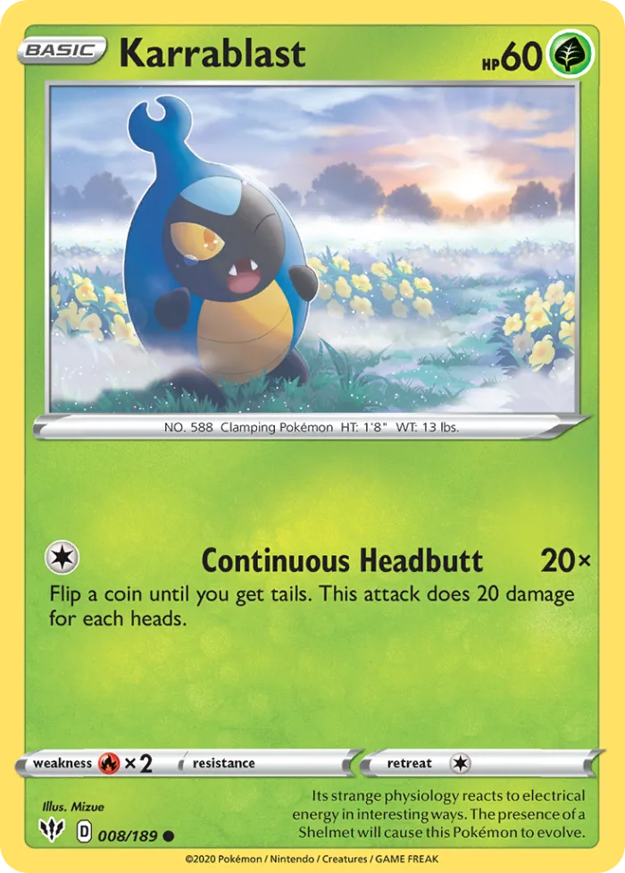 Karrablast #8 Darkness Ablaze Pokemon card