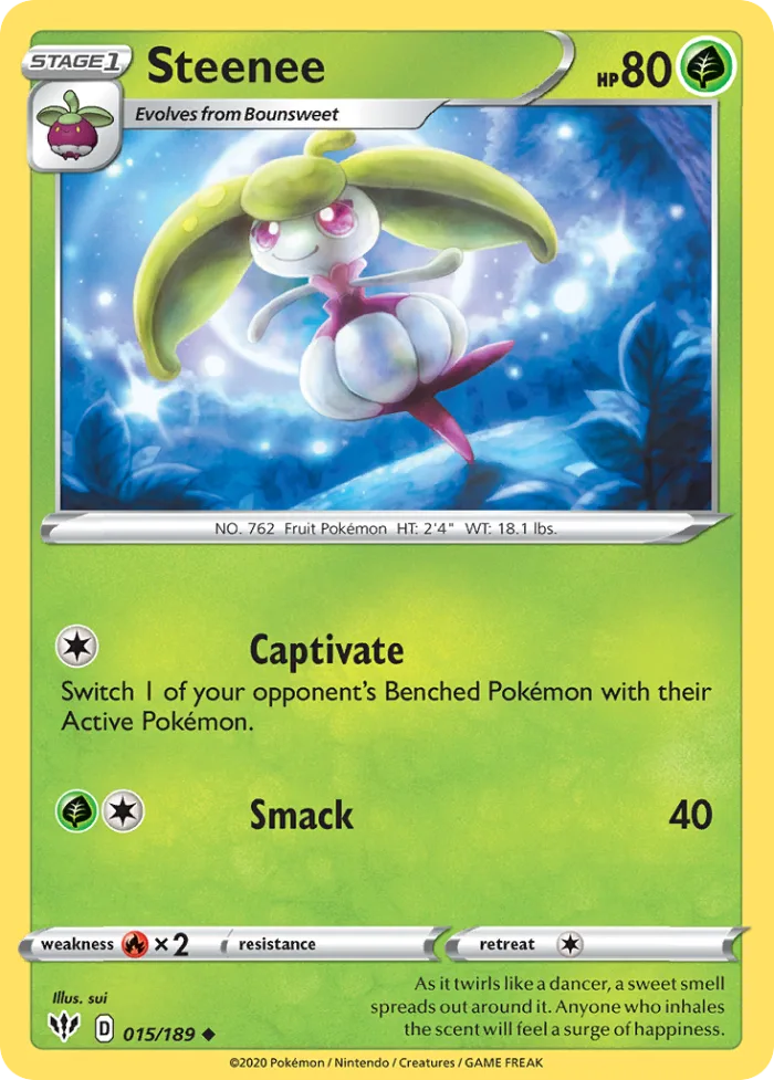 Steenee #15 Darkness Ablaze Pokemon card