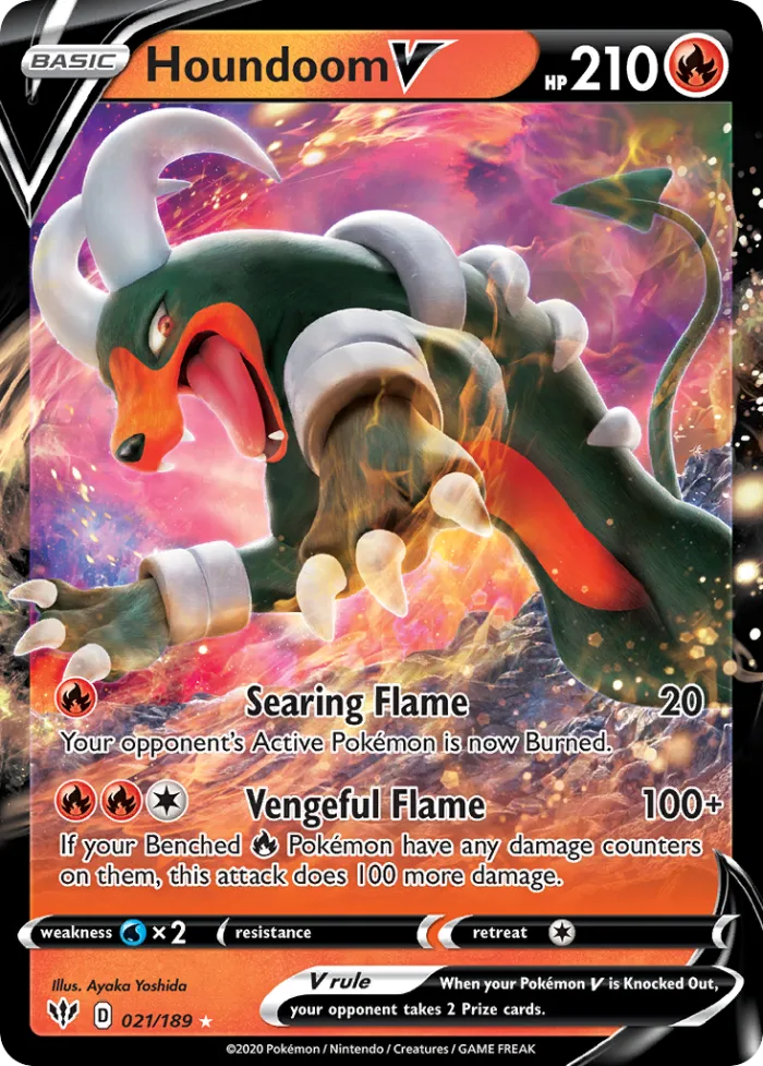 Houndoom V #21 Darkness Ablaze Pokemon card