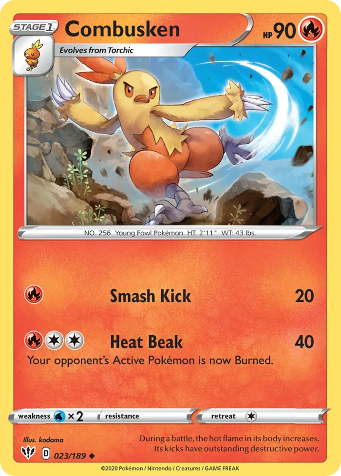 Combusken #23 Darkness Ablaze Pokemon card