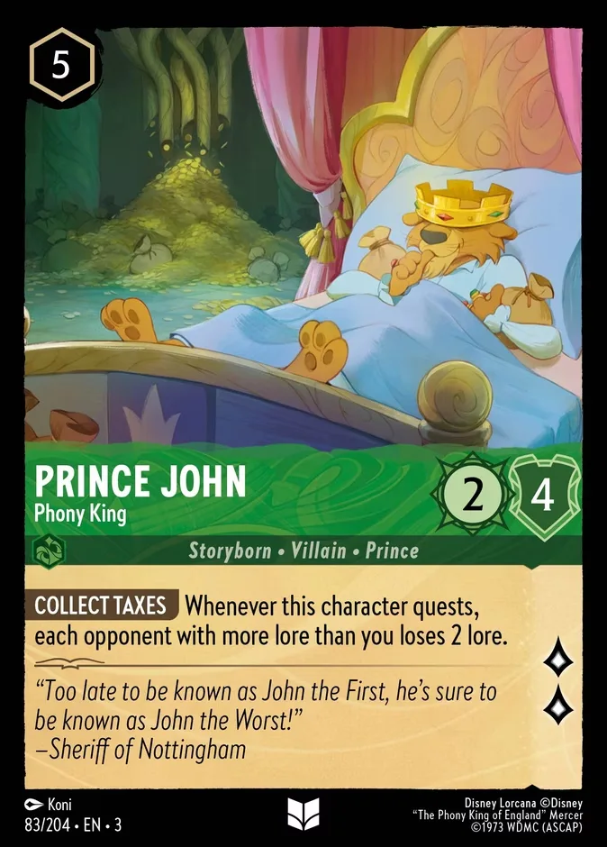 Prince John #83 Into the Inklands Disney Lorcana card