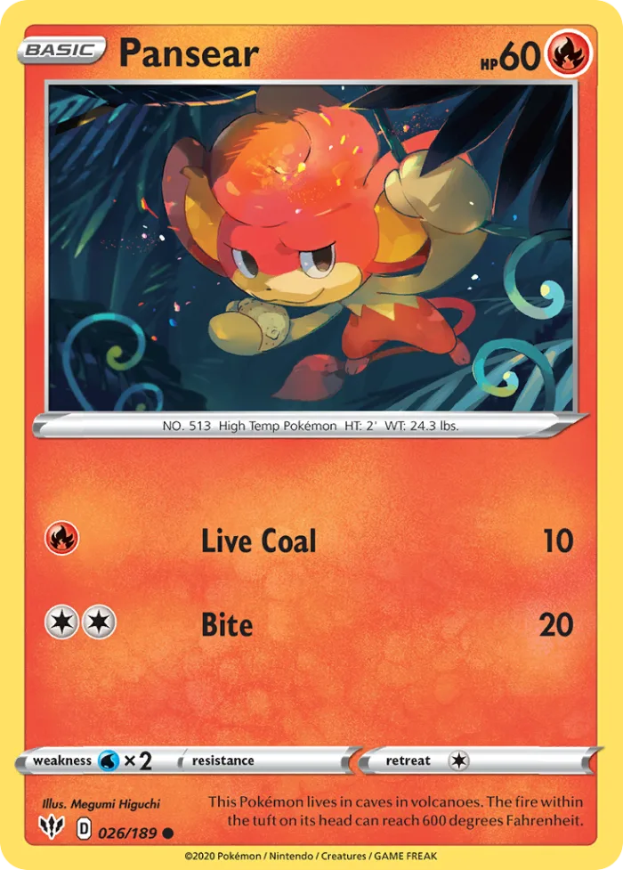 Pansear #26 Darkness Ablaze Pokemon card