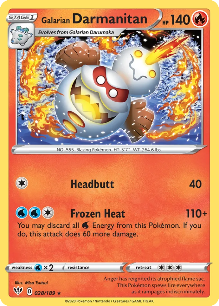 Galarian Darmanitan #28 Darkness Ablaze Pokemon card