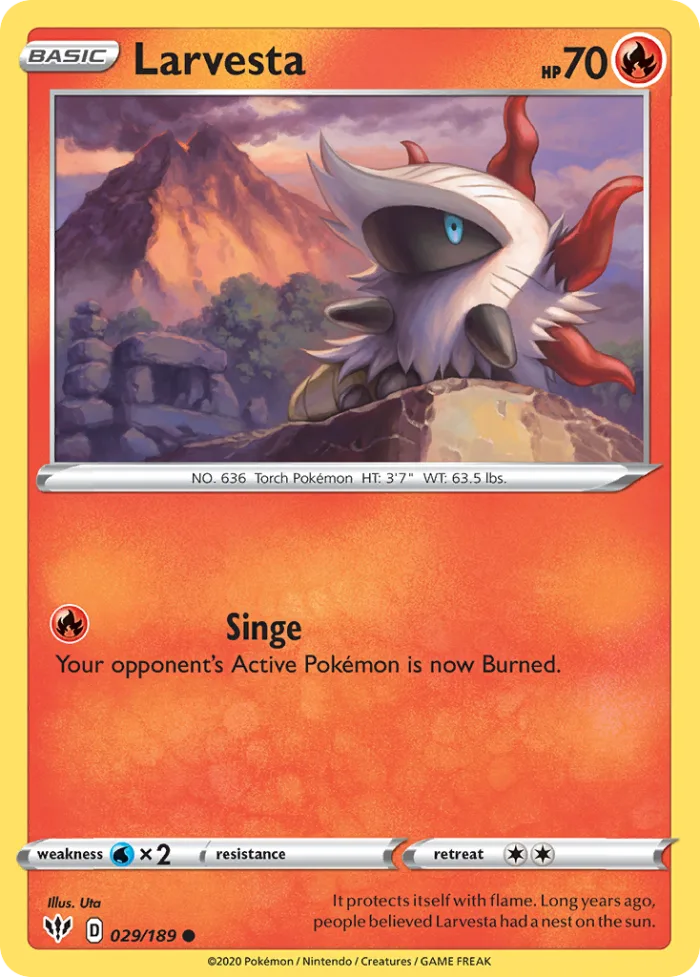 Larvesta #29 Darkness Ablaze Pokemon card