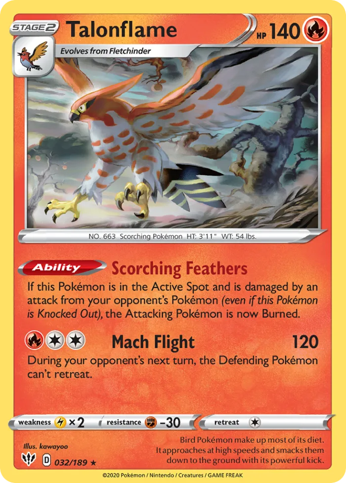 Talonflame #32 Darkness Ablaze Pokemon card