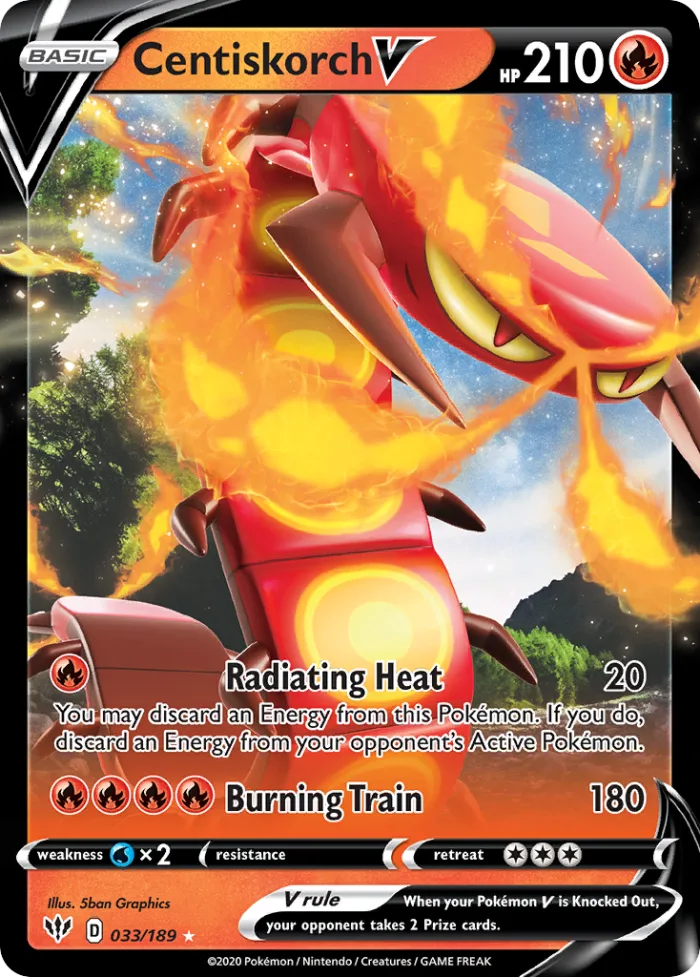 Centiskorch V #33 Darkness Ablaze Pokemon card