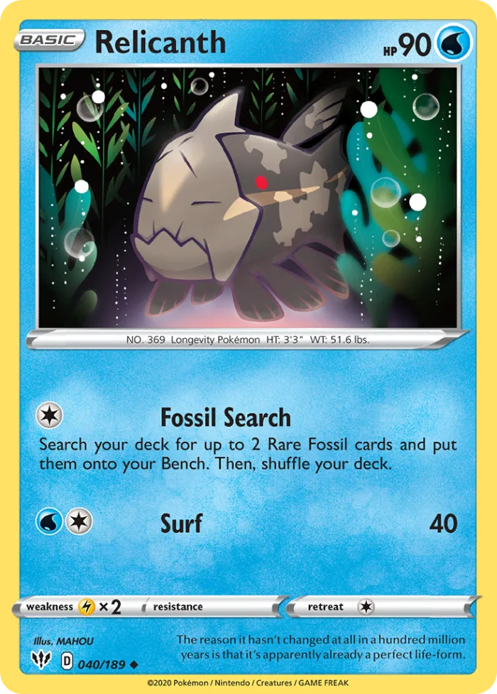Relicanth #40 Darkness Ablaze Pokemon card