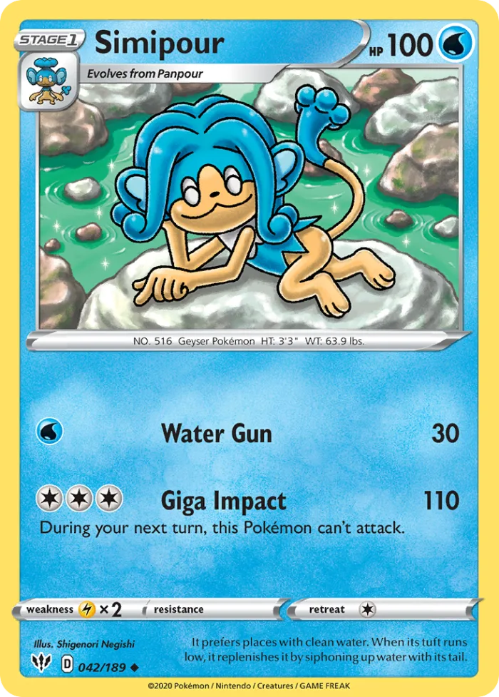 Simipour #42 Darkness Ablaze Pokemon card