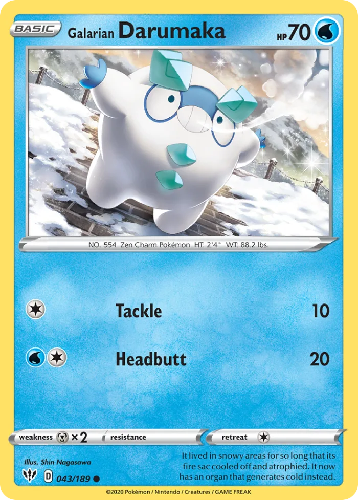 Galarian Darumaka #43 Darkness Ablaze Pokemon card