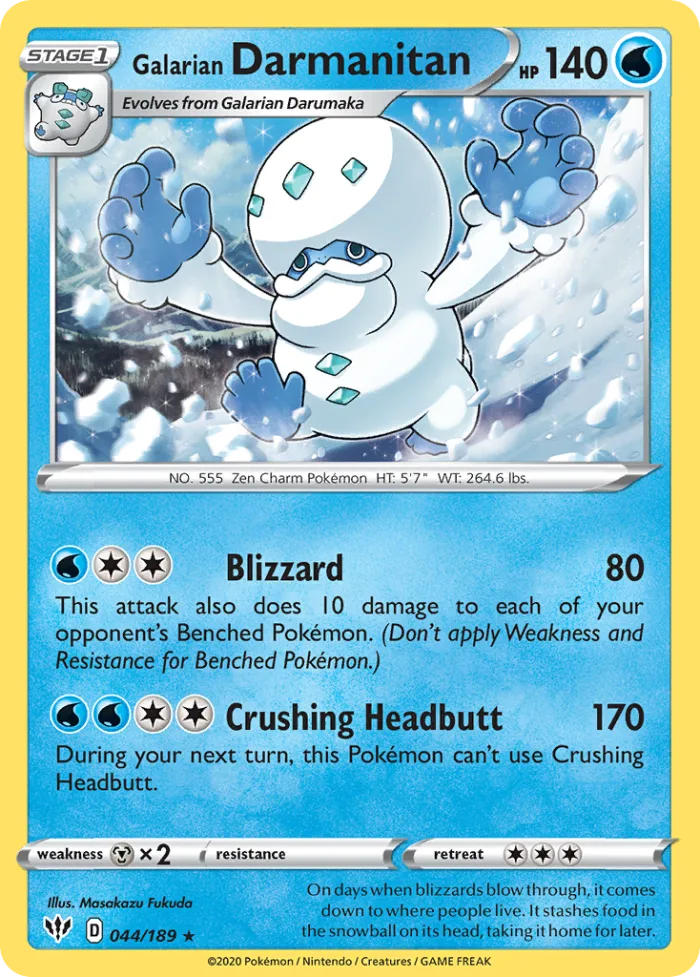 Galarian Darmanitan #44 Darkness Ablaze Pokemon card