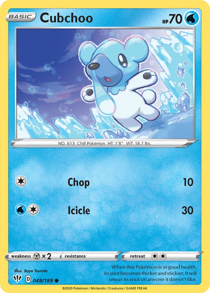 Cubchoo #48 Darkness Ablaze Pokemon card