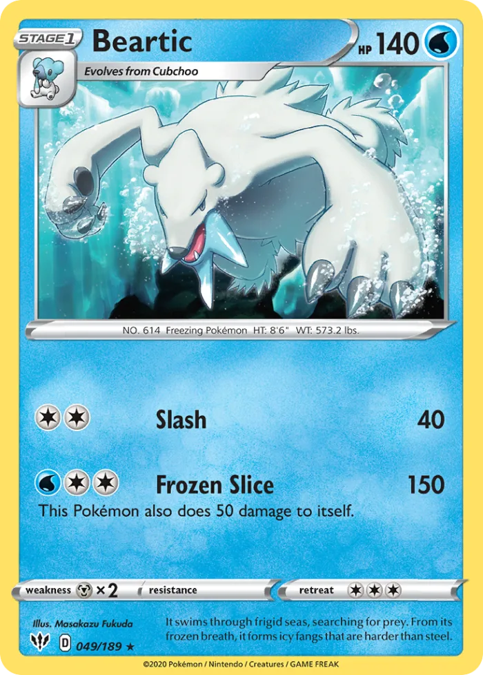 Beartic #49 Darkness Ablaze Pokemon card