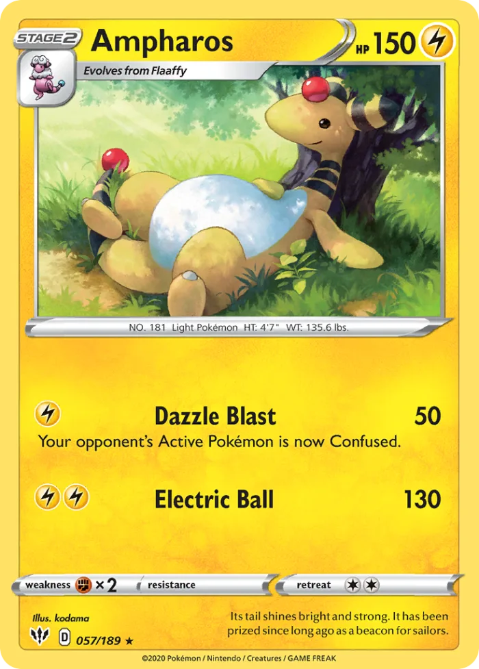 Ampharos #57 Darkness Ablaze Pokemon card