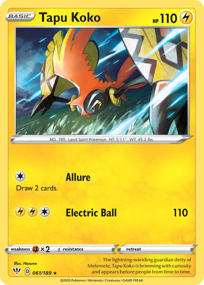Tapu Koko #61 Darkness Ablaze Pokemon card