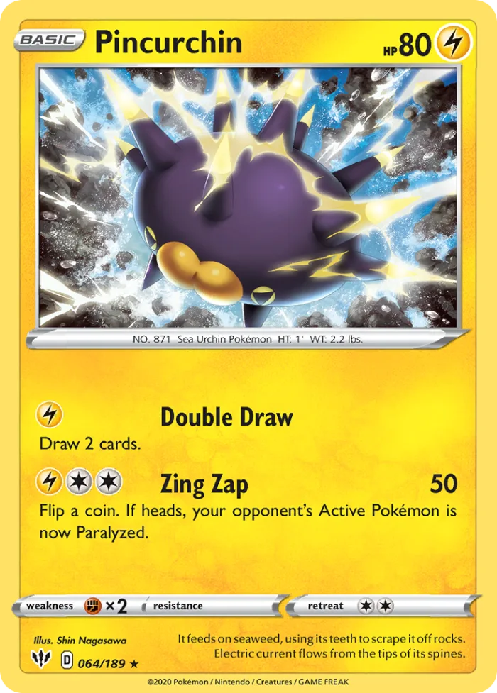Pincurchin #64 Darkness Ablaze Pokemon card