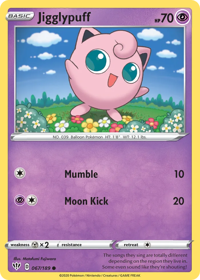 Jigglypuff #67 Darkness Ablaze Pokemon card