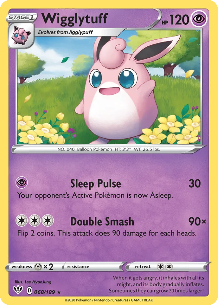 Wigglytuff #68 Darkness Ablaze Pokemon card
