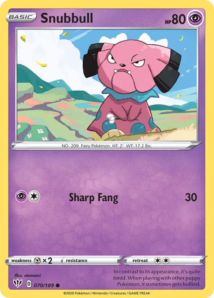 Snubbull #70 Darkness Ablaze Pokemon card