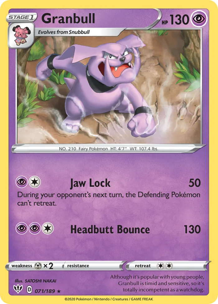 Granbull #71 Darkness Ablaze Pokemon card