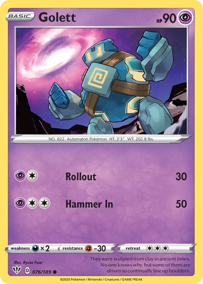 Golett #76 Darkness Ablaze Pokemon card