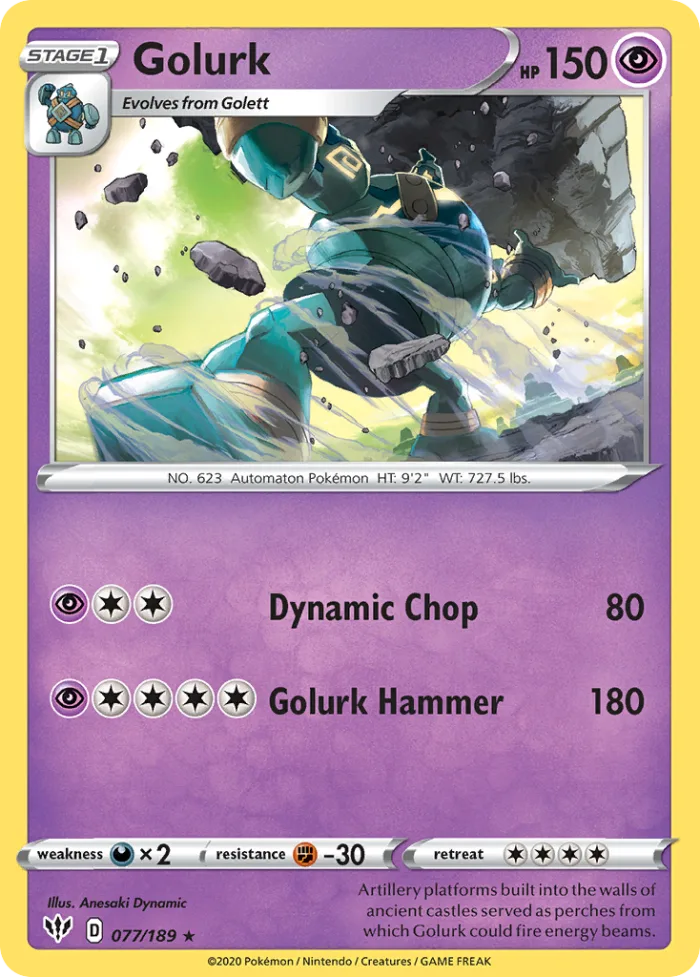 Golurk #77 Darkness Ablaze Pokemon card