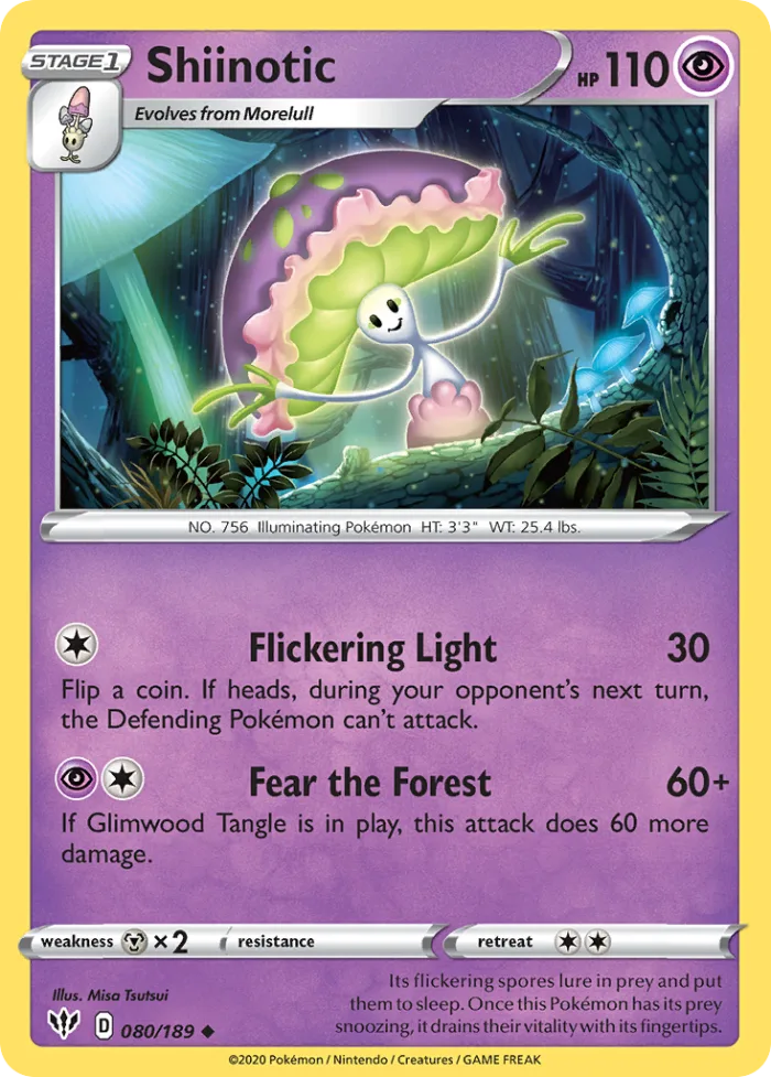 Shiinotic #80 Darkness Ablaze Pokemon card
