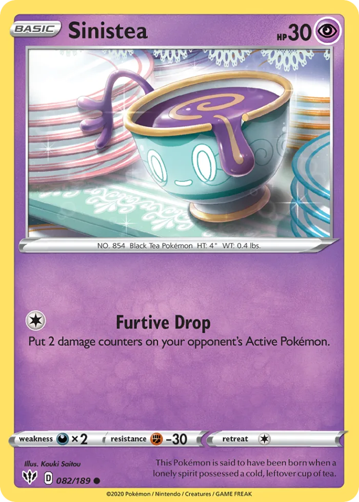 Sinistea #82 Darkness Ablaze Pokemon card