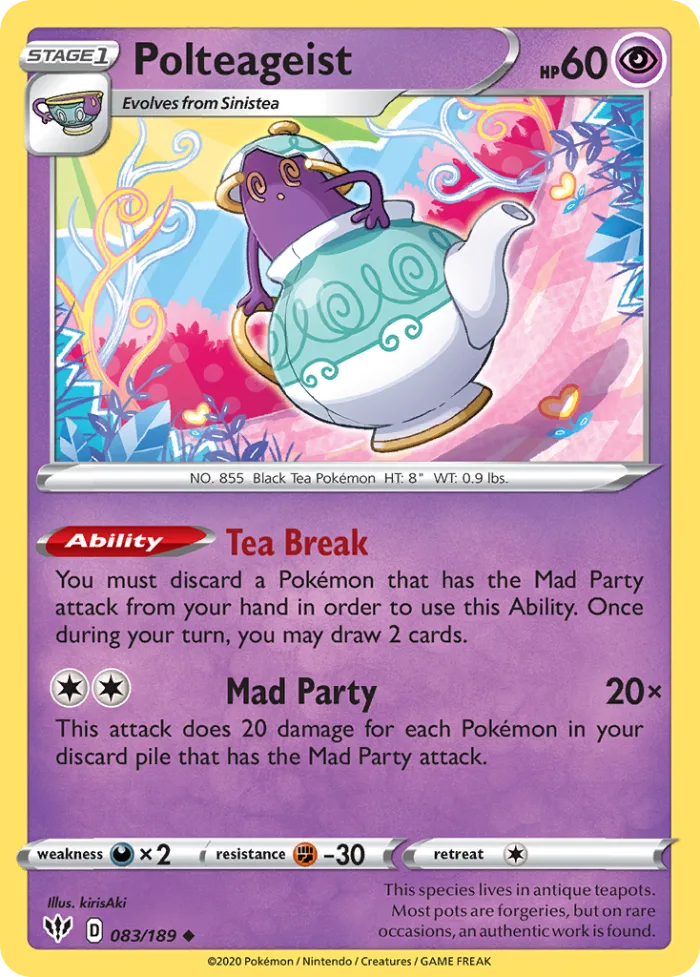 Polteageist #83 Darkness Ablaze Pokemon card