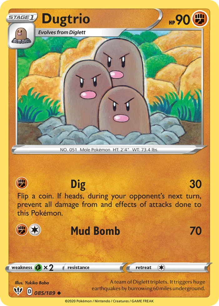 Dugtrio #85 Darkness Ablaze Pokemon card