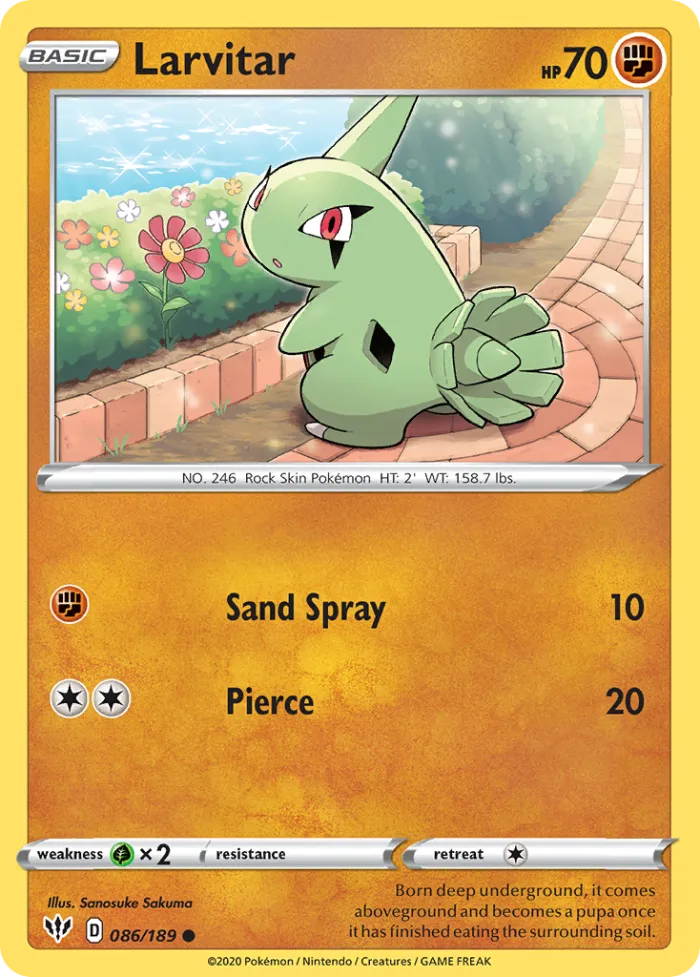 Larvitar #86 Darkness Ablaze Pokemon card